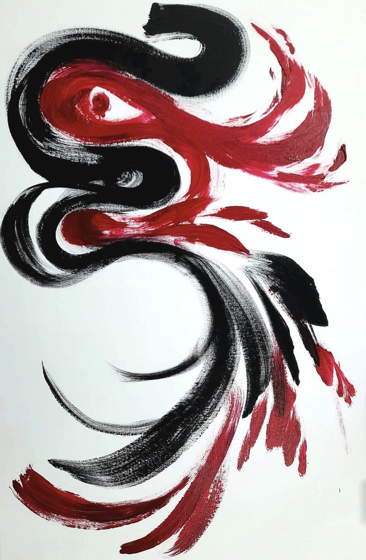 Cuadro rojo y negro creado por Luis durante su experiencia
